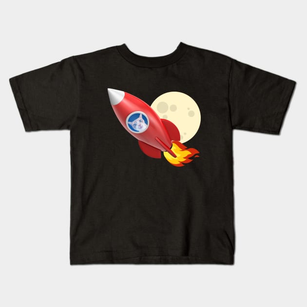 Cat in Rocket (Orange Kitty) Kids T-Shirt by leBoosh-Designs